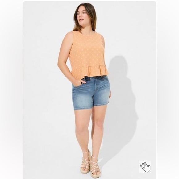 New Torrid Size Large (12) Texture Knit High Neck Ruffle Crop Top Polka Dot - Picture 2 of 3